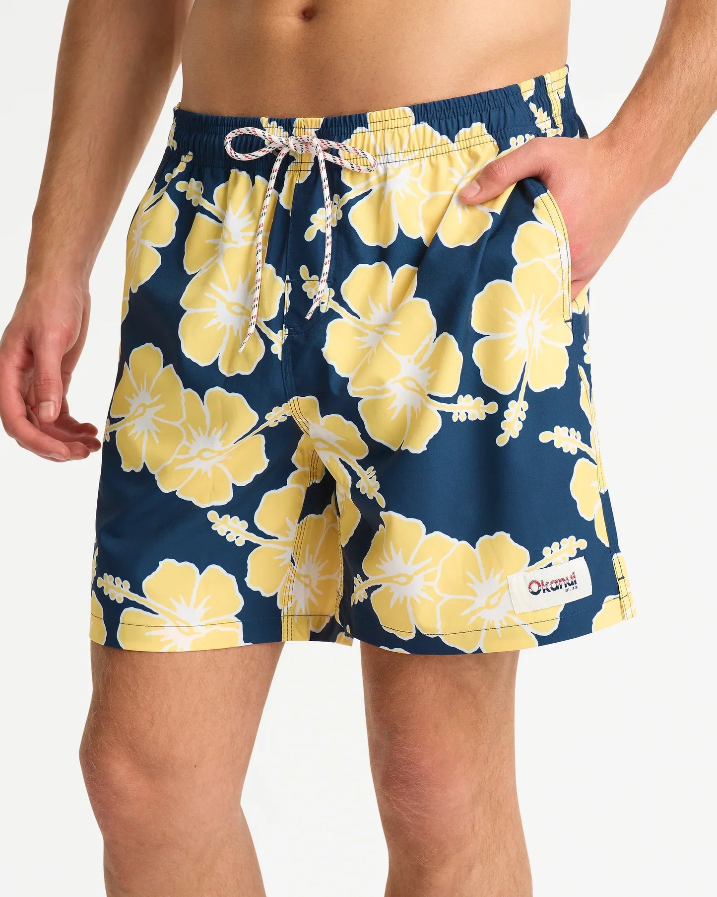 Mens Way Back When Swim Short - Navy Sun White