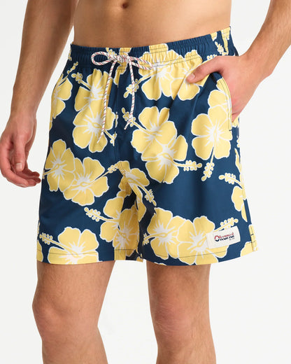 Mens Way Back When Swim Short - Navy Sun White