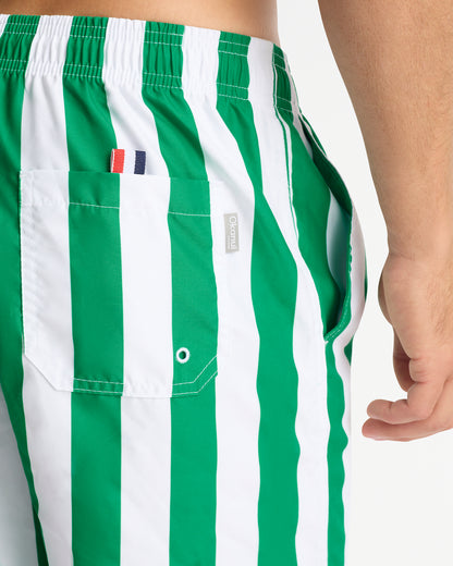 Mens - Swim Short - Classic Stripe Swim Short - Emerald