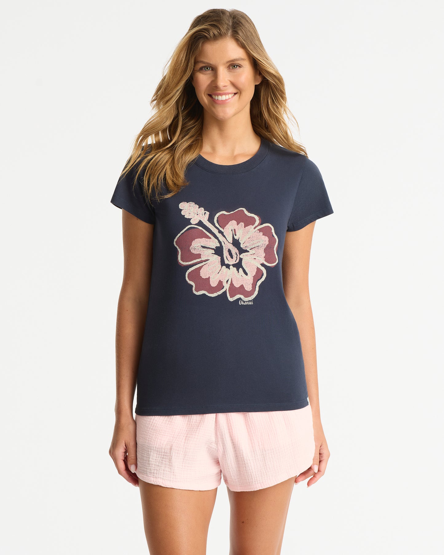Womens New Aloha Slim T'Shirt - Washed Navy Sienna