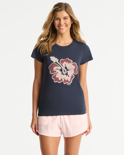 Womens New Aloha Slim T'Shirt - Washed Navy Sienna