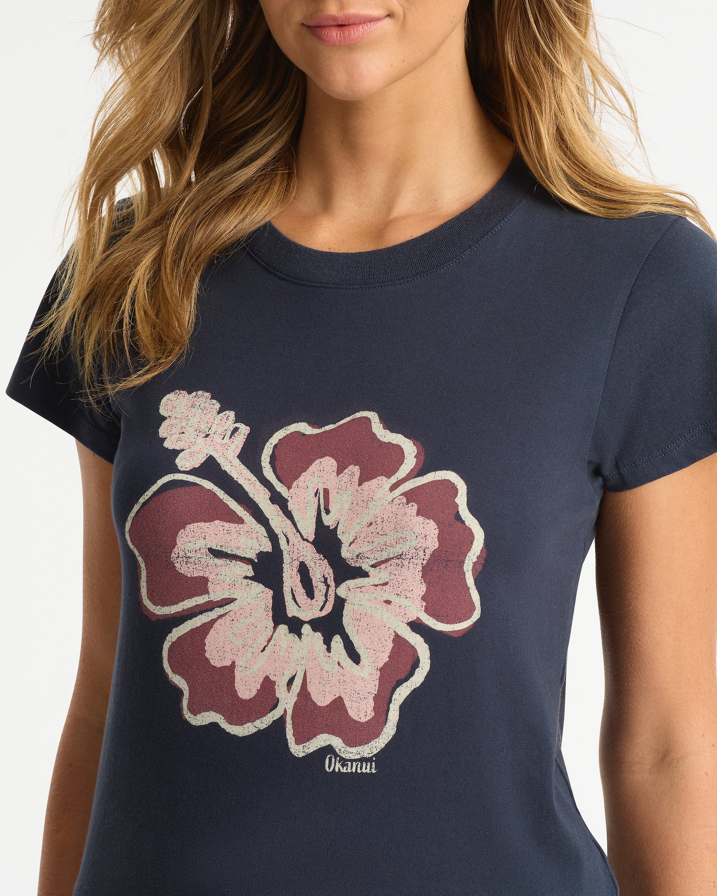 Womens New Aloha Slim T'Shirt - Washed Navy Sienna
