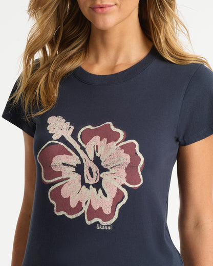 Womens New Aloha Slim T'Shirt - Washed Navy Sienna
