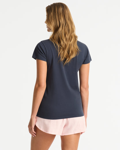 Womens New Aloha Slim T'Shirt - Washed Navy Sienna