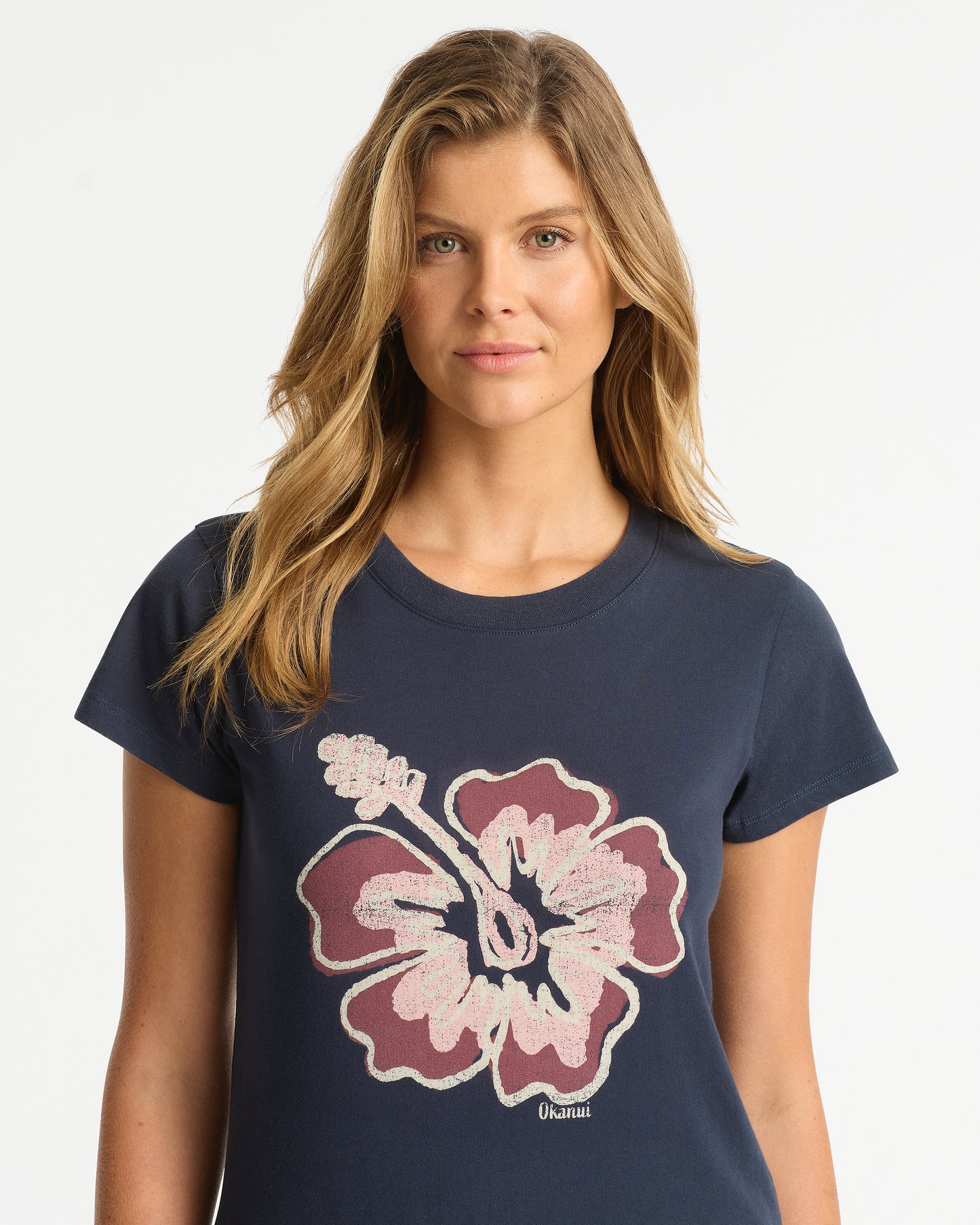 Womens New Aloha Slim T'Shirt - Washed Navy Sienna