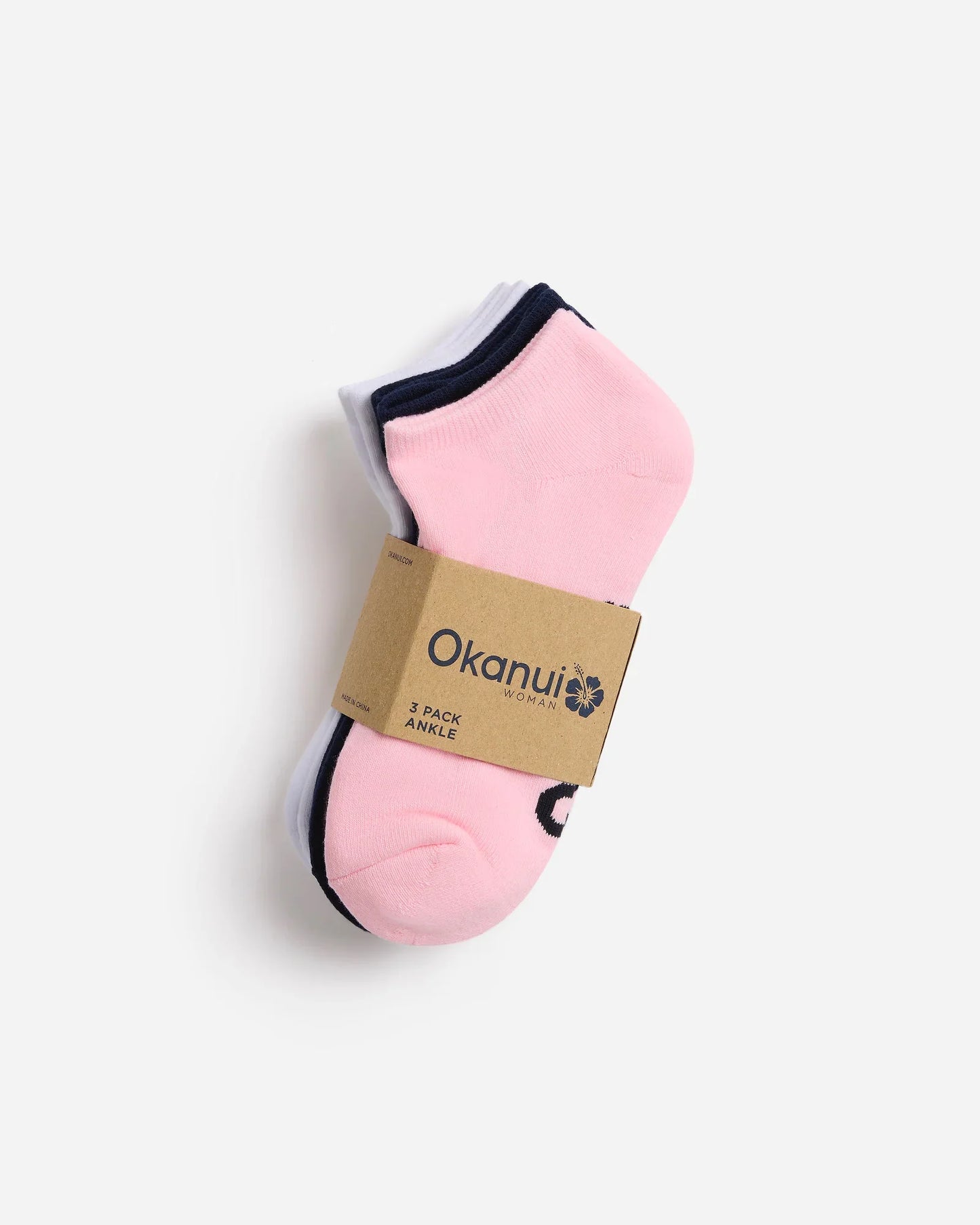 Womens Ankle 3 Pk Socks - Navy Pink White