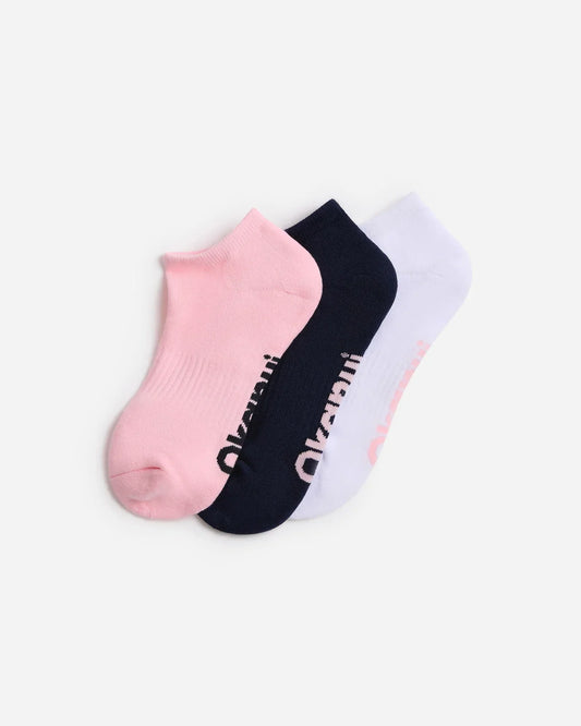 Womens Ankle 3 Pk Socks - Navy Pink White