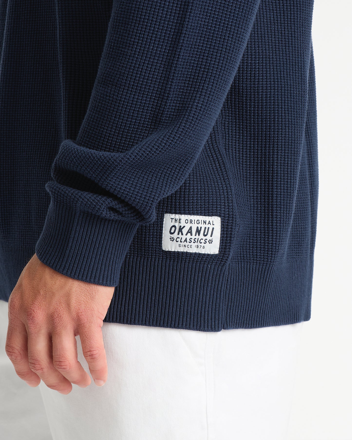 Mens - Waffle Crew Sweater - Navy