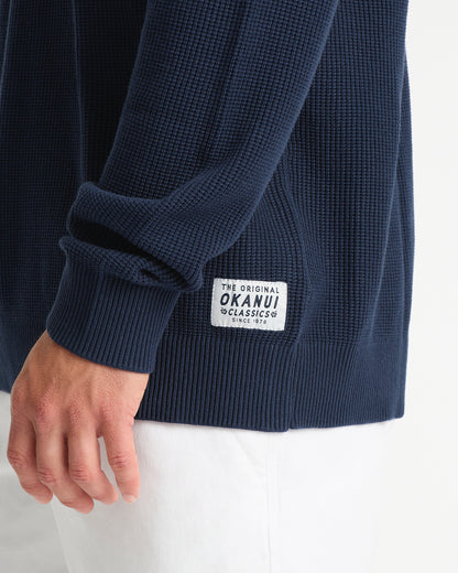 Mens - Waffle Crew Sweater - Navy