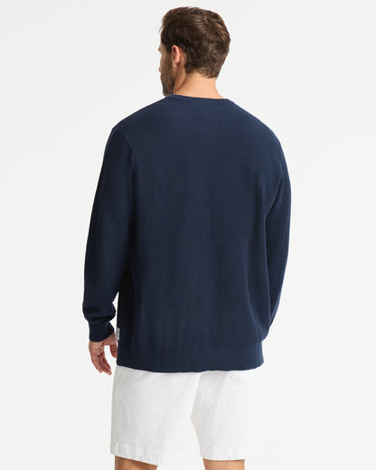 Mens - Waffle Crew Sweater - Navy