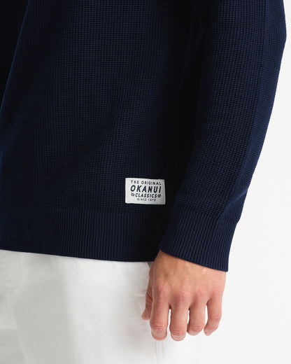 Mens - Waffle Crew Sweater - Navy