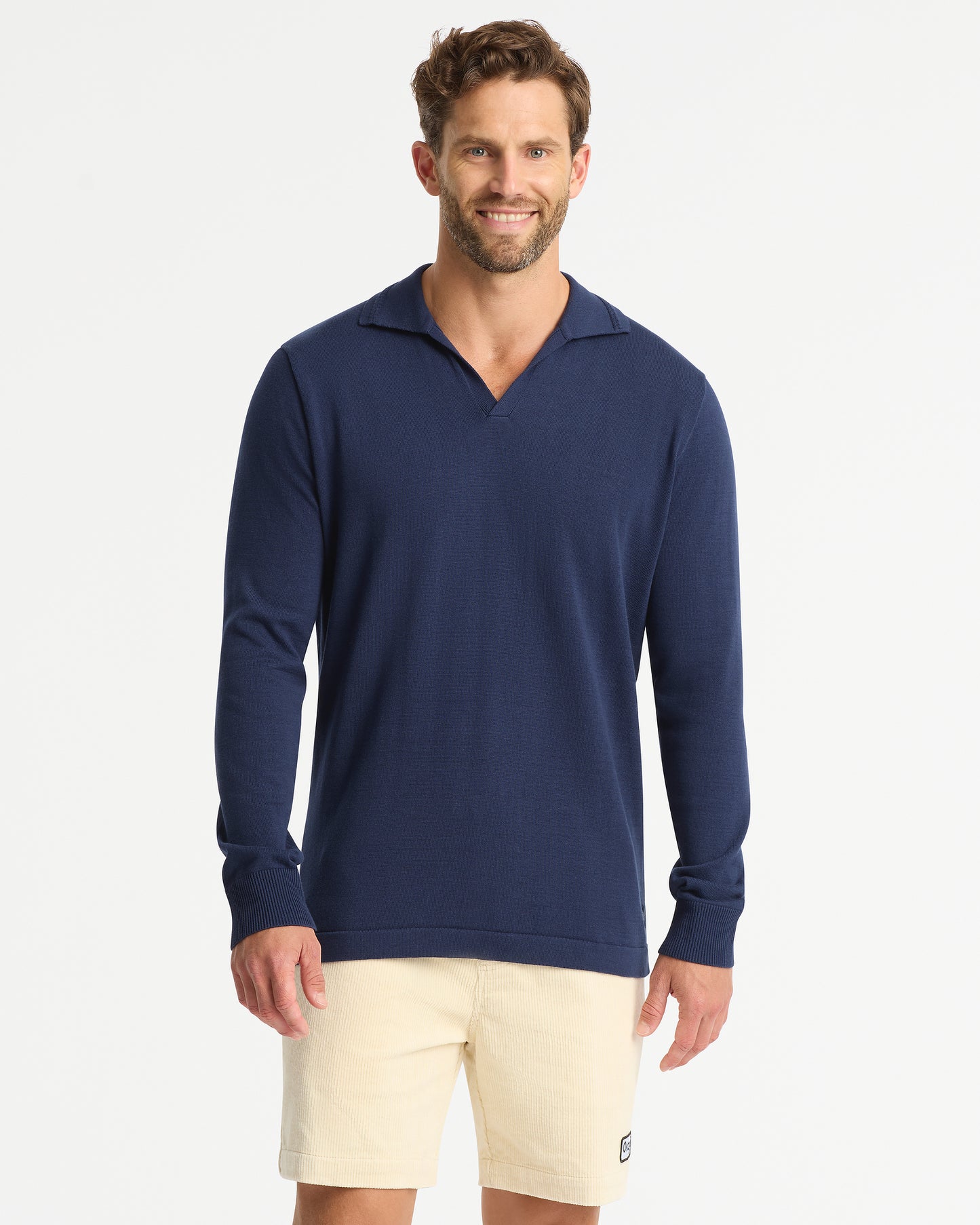 Mens - Dune LS Knit Polo - Navy