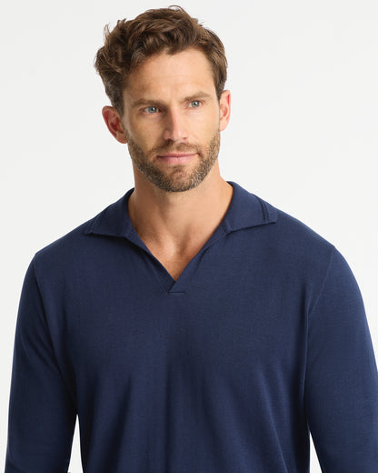 Mens - Dune LS Knit Polo - Navy