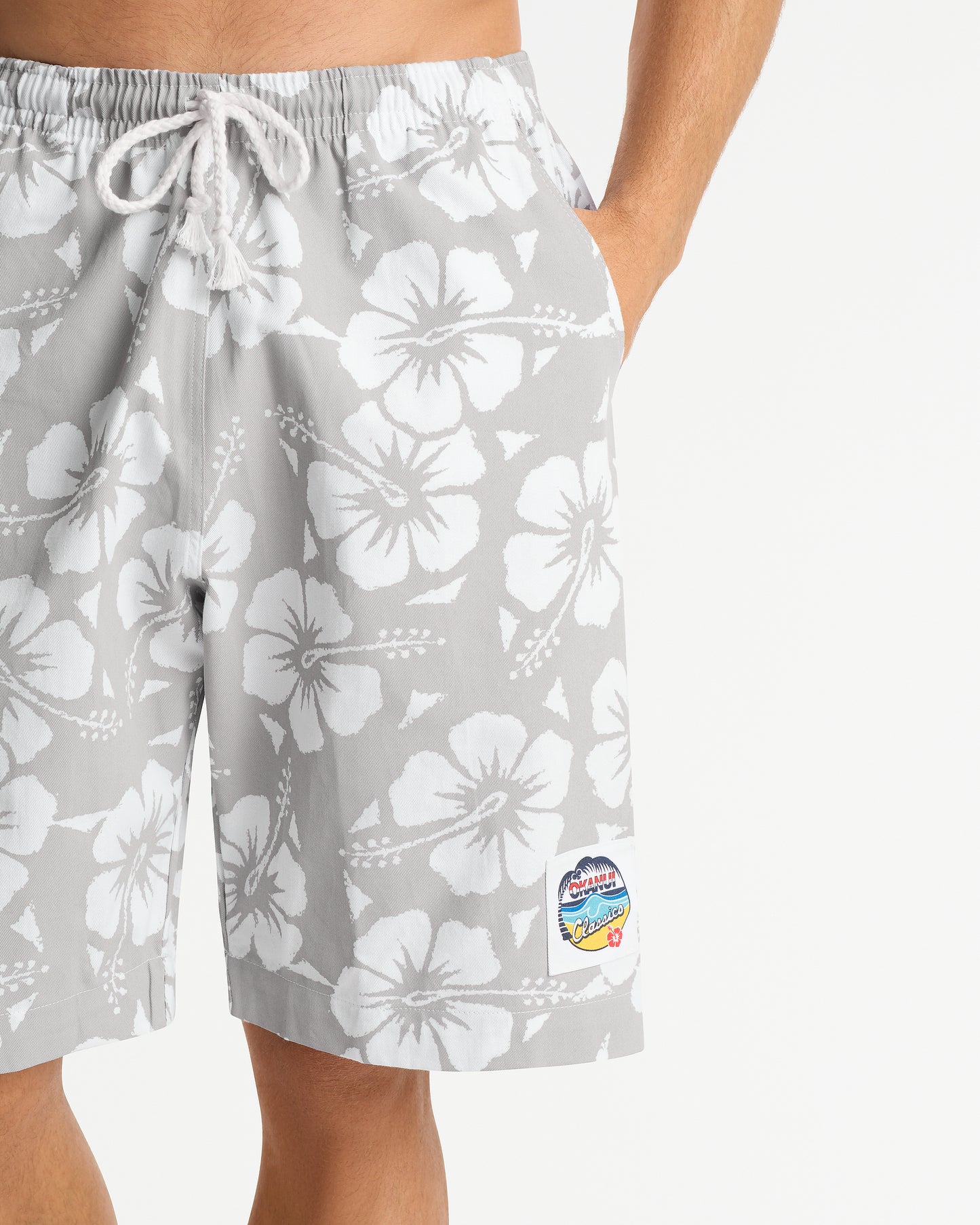 Mens - Classic Shorts - Hibiscus Cool Grey