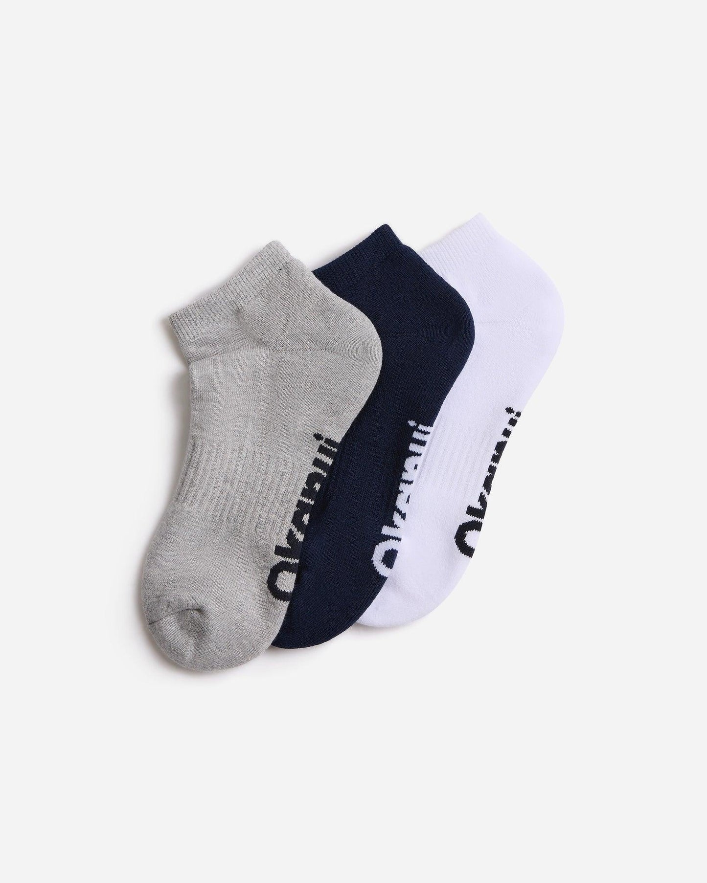 Mens Ankle 3 Pk Socks - Navy Grey White