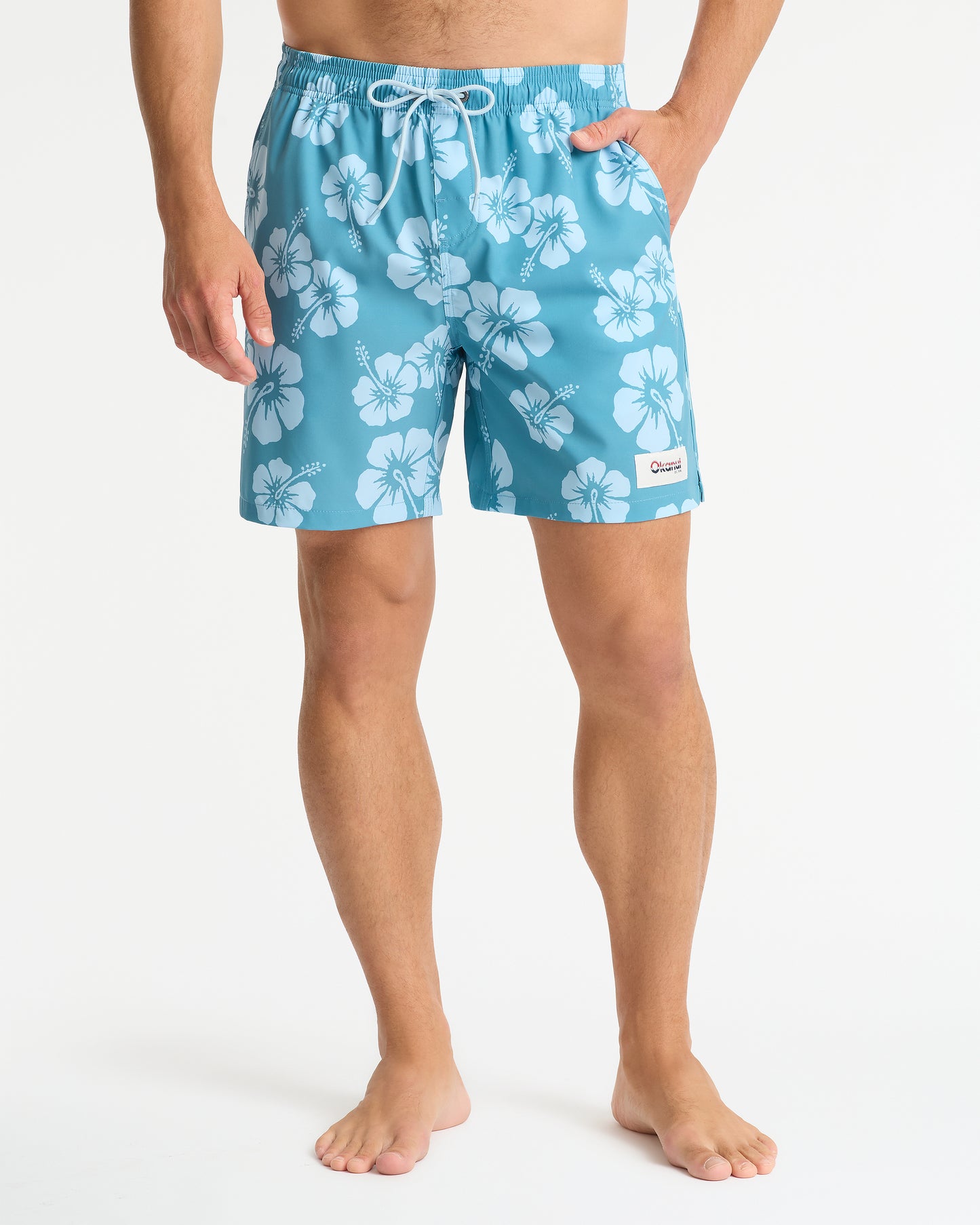 Mens - Swim Short - Hibiscus Duo Petrol Ice