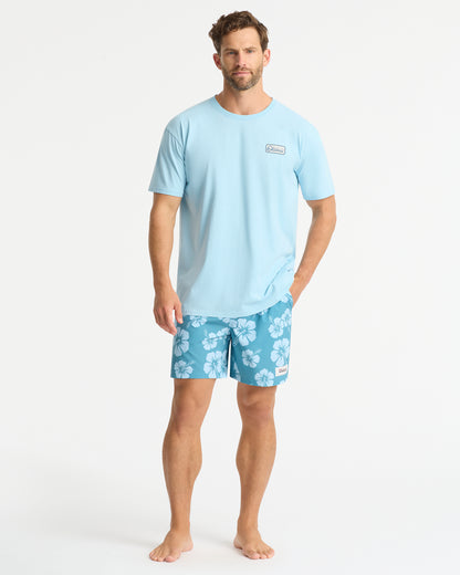 Mens - Swim Short - Hibiscus Duo Petrol Ice