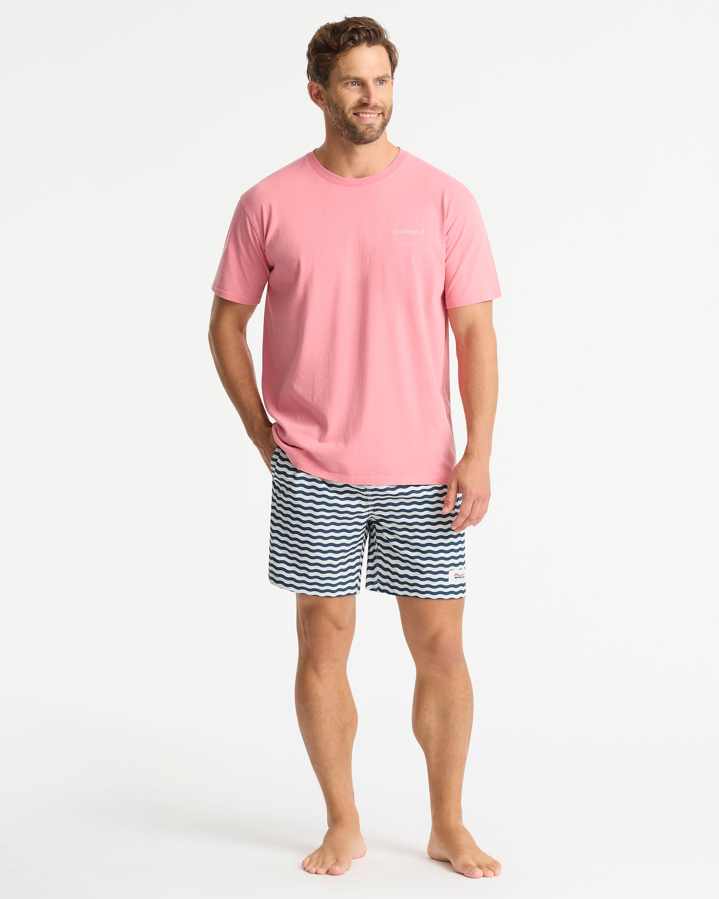 Mens - Ripples Stripe Swim Short - Navy Stone