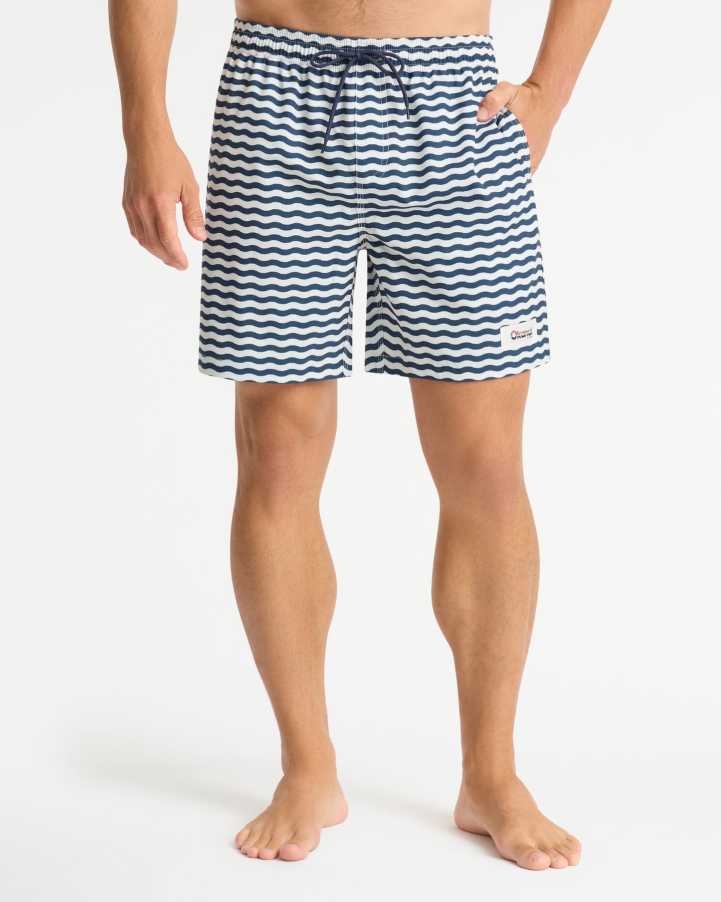 Mens - Ripples Stripe Swim Short - Navy Stone