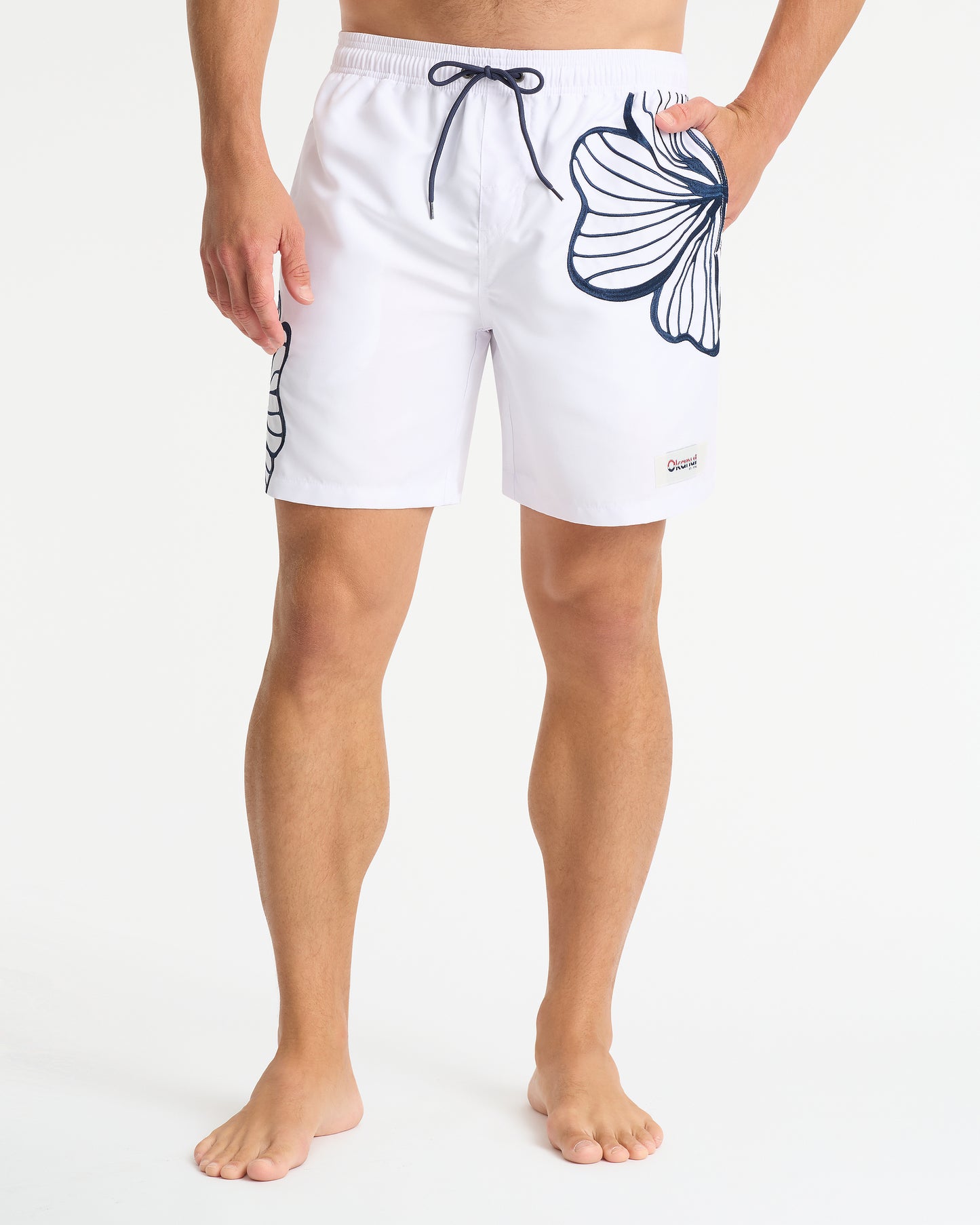 Mens - Quay Embroidered Swimshort - White
