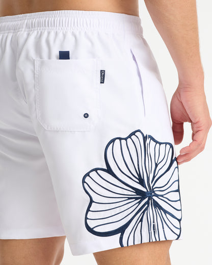 Mens - Quay Embroidered Swimshort - White