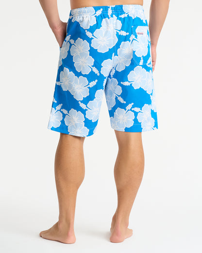 Mens Classic Shorts - Hibiscus Tri Colour - Sea Ice White