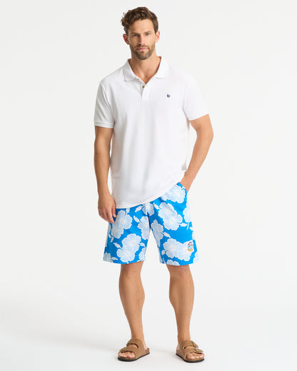 Mens Classic Shorts - Hibiscus Tri Colour - Sea Ice White