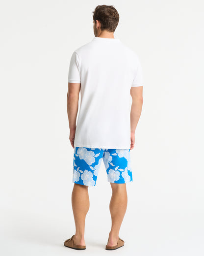 Mens Classic Shorts - Hibiscus Tri Colour - Sea Ice White