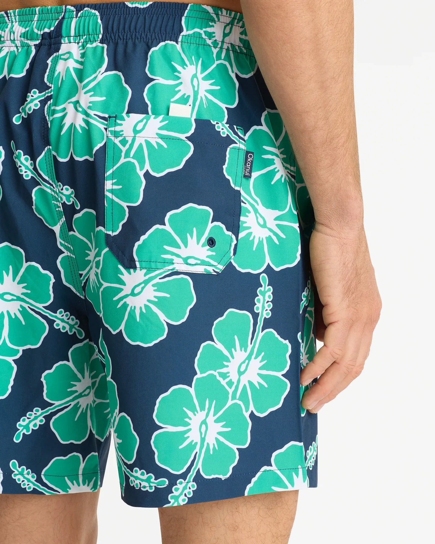 Mens Way Back When Swim Short - Navy Emerald White