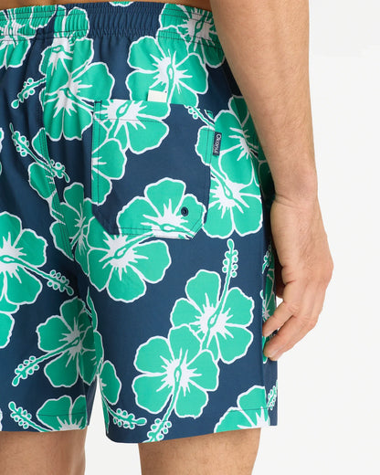 Mens Way Back When Swim Short - Navy Emerald White
