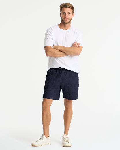 Mens - Walk Short - Weekend Terry Jacquard - Hibiscus Navy