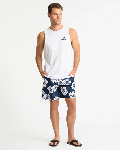 Mens Blocked Tank - White