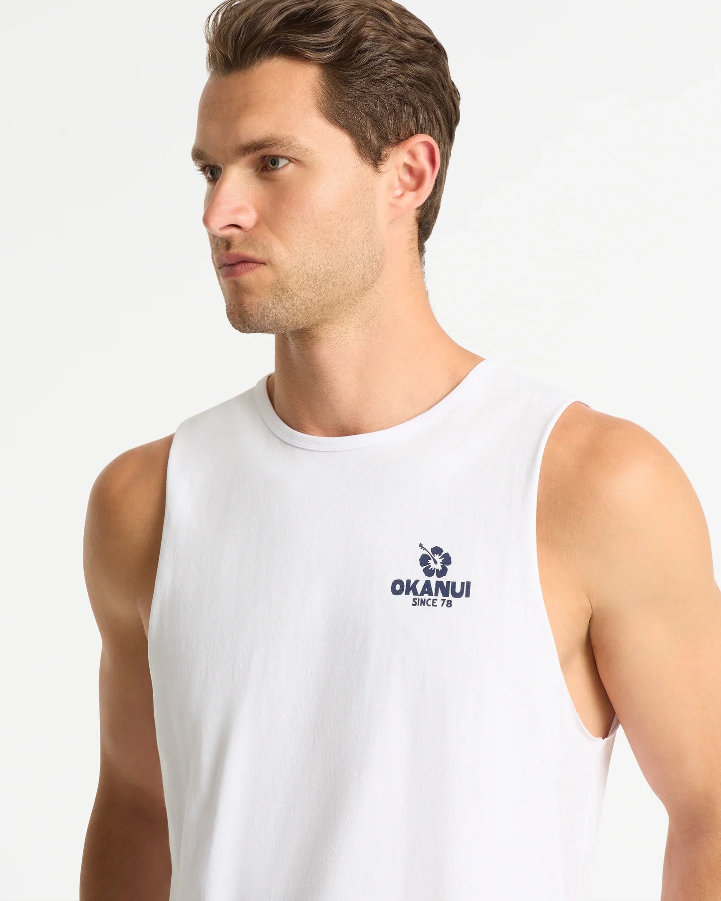 Mens Blocked Tank - White