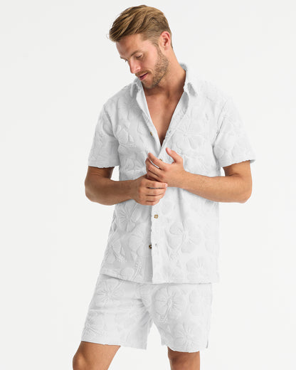 Mens - Terry Jacquard Shirt - Starboard - Hibiscus White