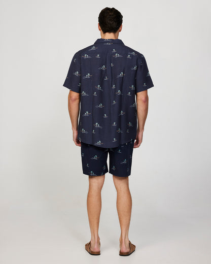 Mens - Aloha Shirt - Isle Aloha - Black