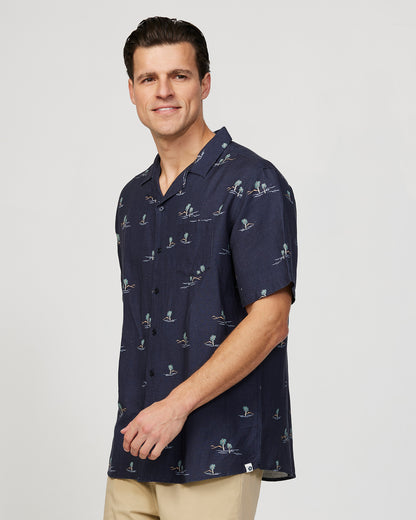 Mens - Aloha Shirt - Isle Aloha - Black