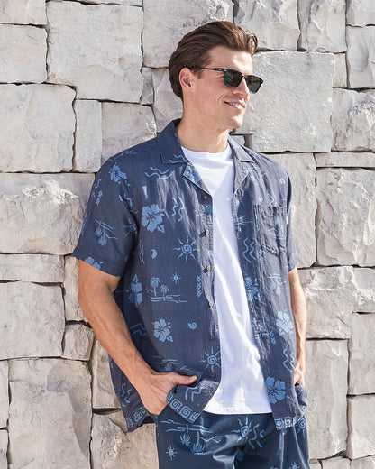 Mens - Aloha Shirt - Seascape Aloha - Navy