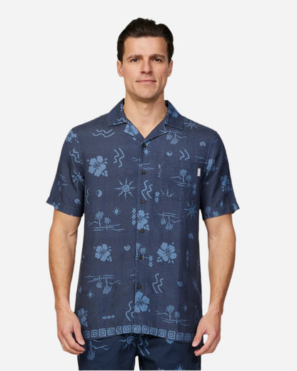 Mens - Aloha Shirt - Seascape Aloha - Navy