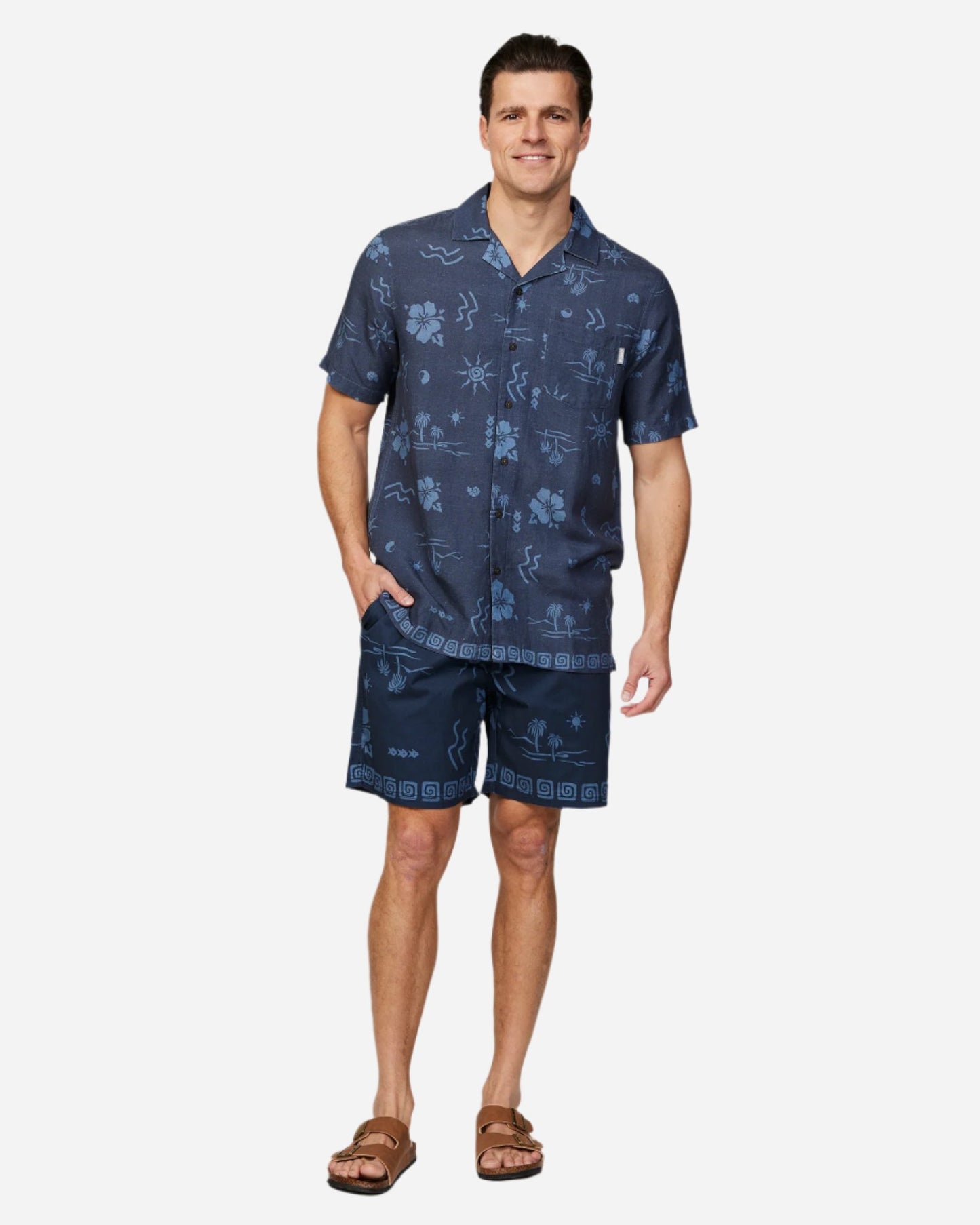 Mens - Aloha Shirt - Seascape Aloha - Navy