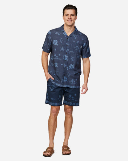 Mens - Aloha Shirt - Seascape Aloha - Navy