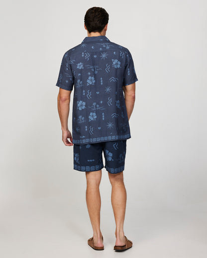 Mens - Aloha Shirt - Seascape Aloha - Navy