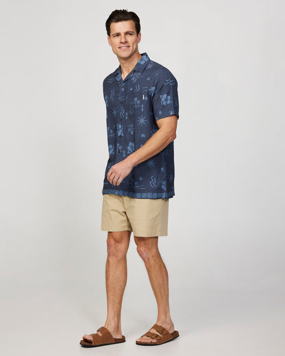 Mens - Aloha Shirt - Seascape Aloha - Navy