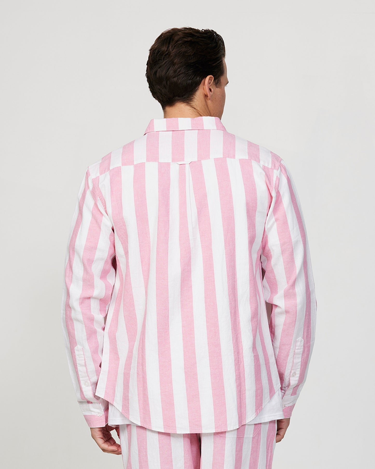 Mens - Long Sleeve Shirt - Classic Stripe - Pink