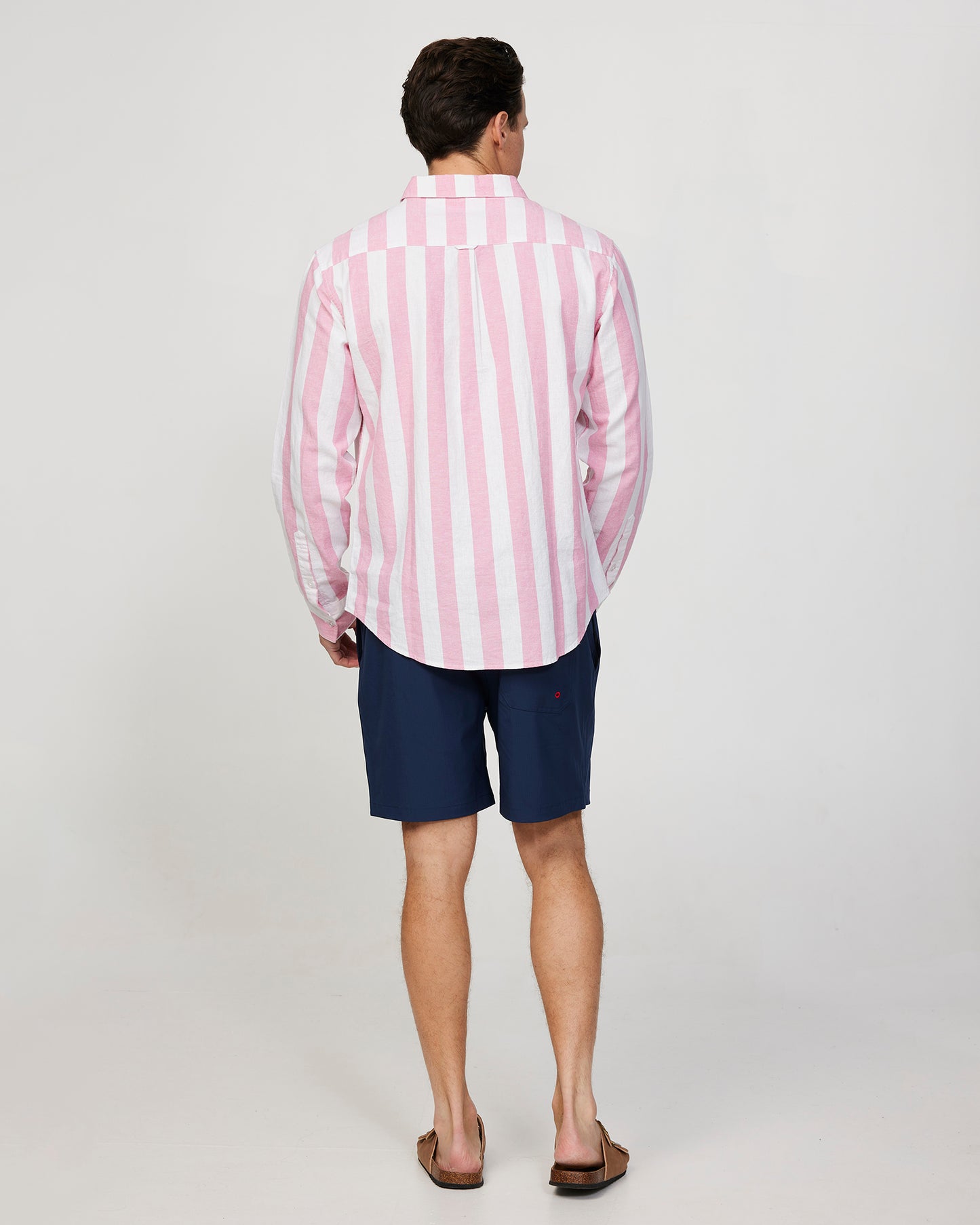 Mens - Long Sleeve Shirt - Classic Stripe - Pink