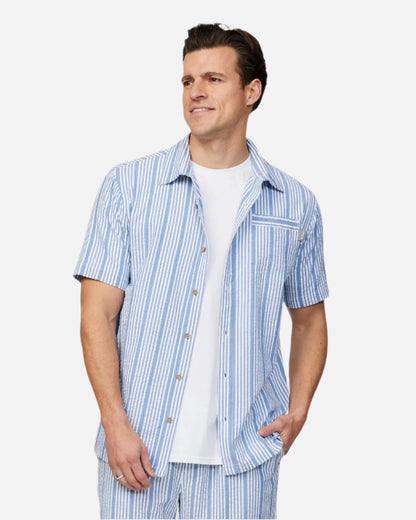 Mens - Short Sleeve Shirt - Starboard Shirt - Blue Stripe