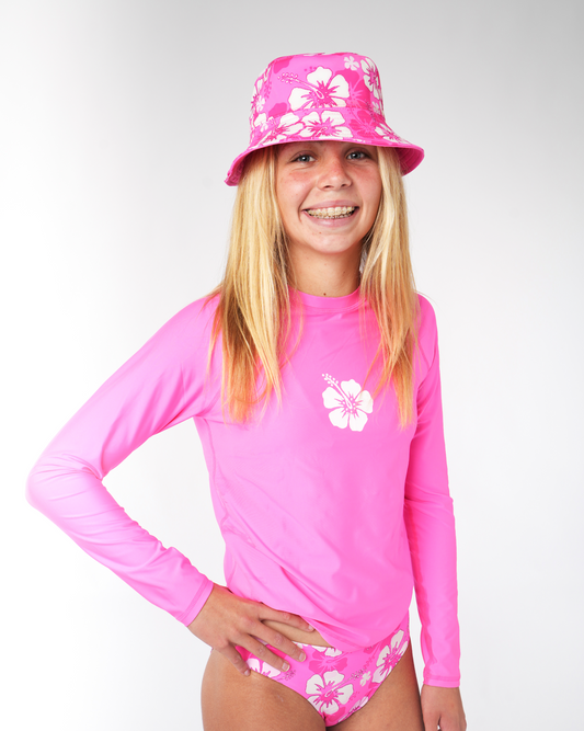 Girls Ikon Long Sleeve Rashie - Pink