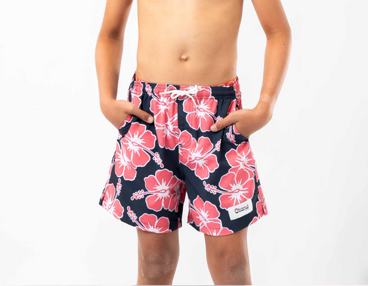 Boys Way Back When Swim Short - Navy Pink White