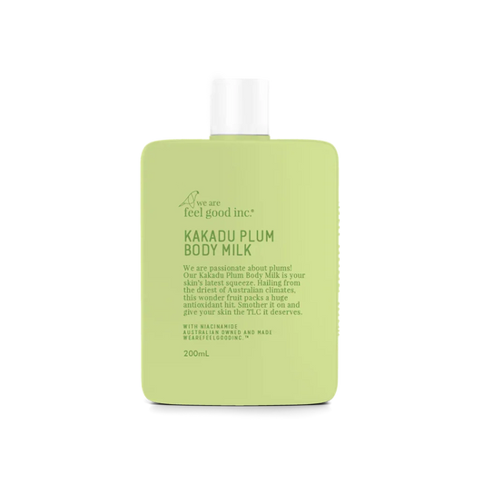 Front view of We Are Feel Good Kakadu Plum Body milk moisturiser in 200mL