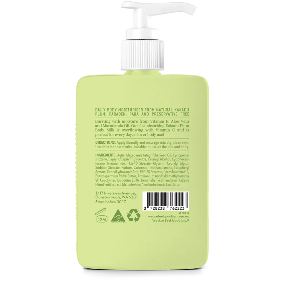 Back view of We Are Feel Good lotion bottle in 400mL