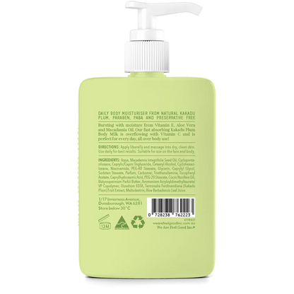 Back view of We Are Feel Good lotion bottle in 400mL